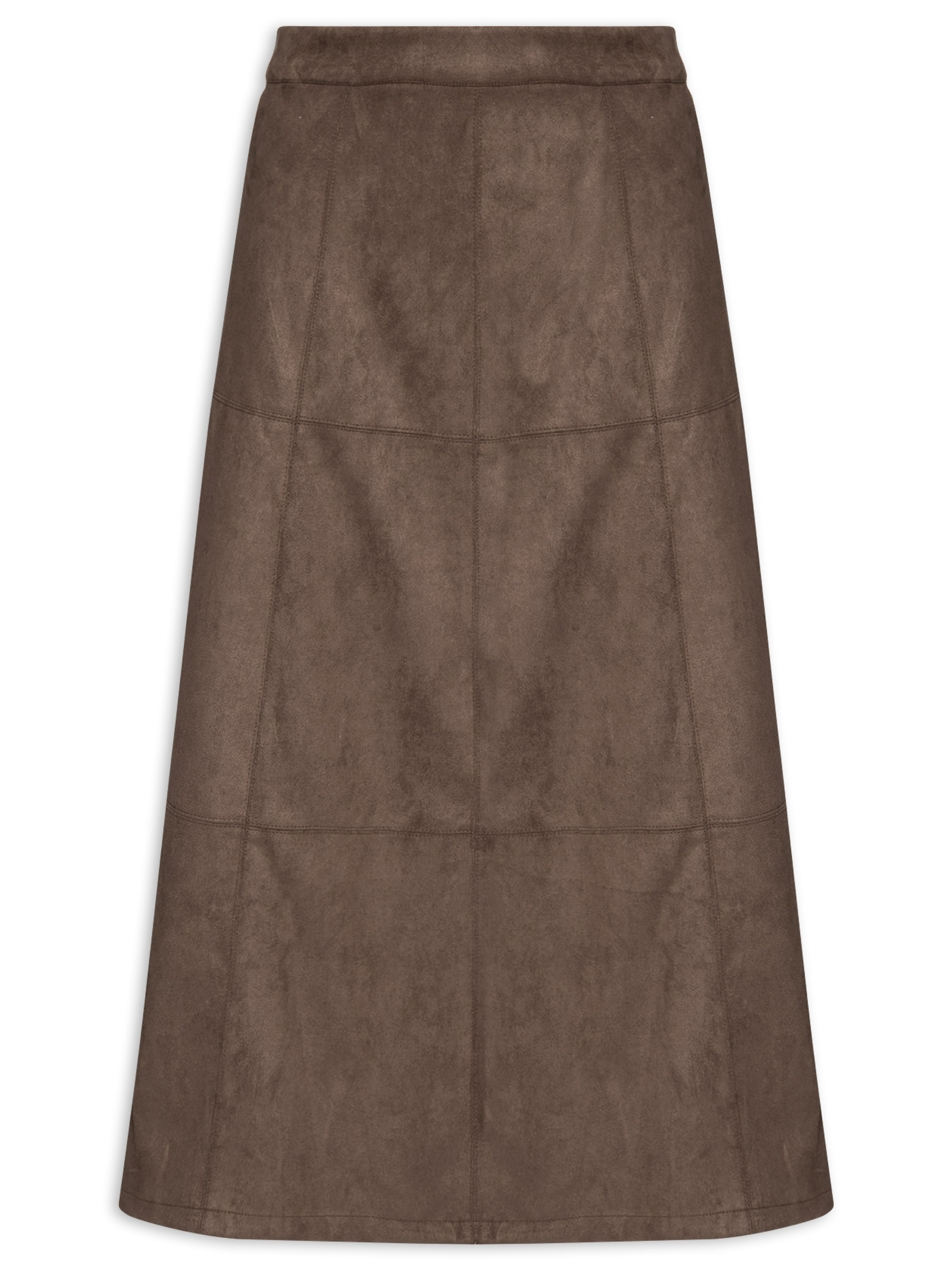 Saia Midi Suede Marrom Basiq