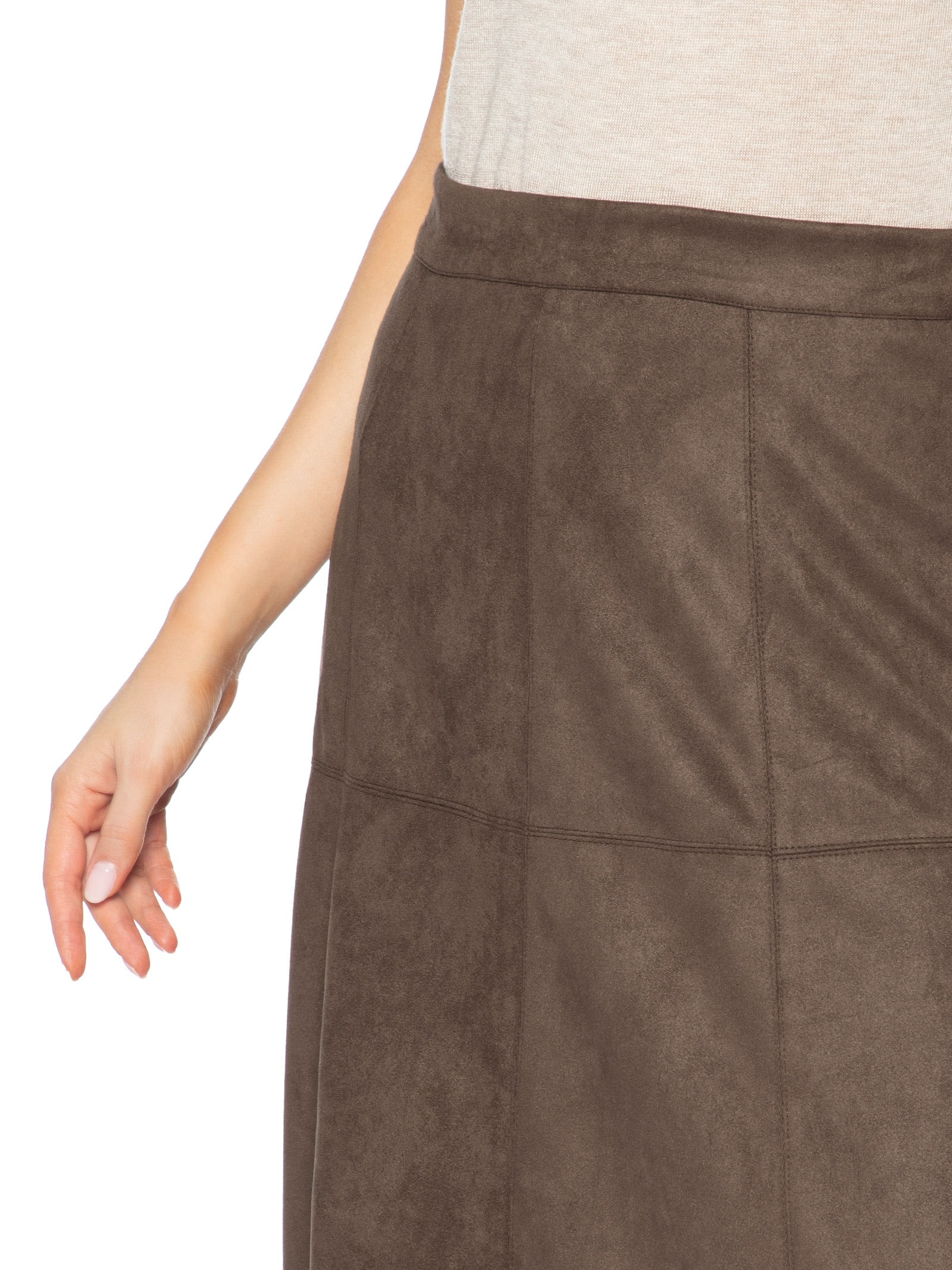 Saia Midi Suede Marrom Basiq