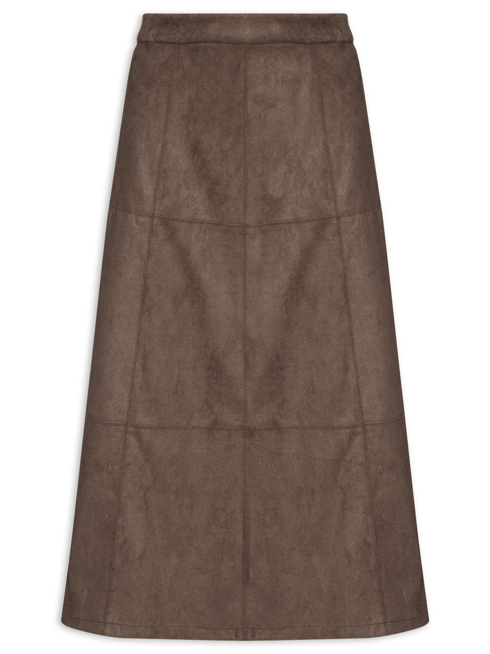 Saia Midi Suede Marrom Basiq