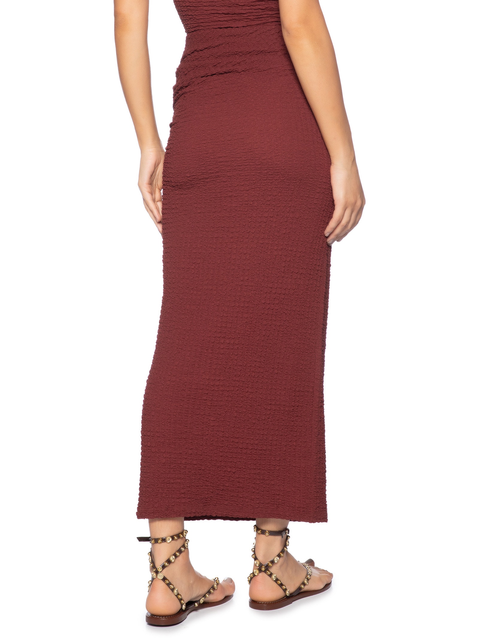 Saia Midi Textura Marrom Farm