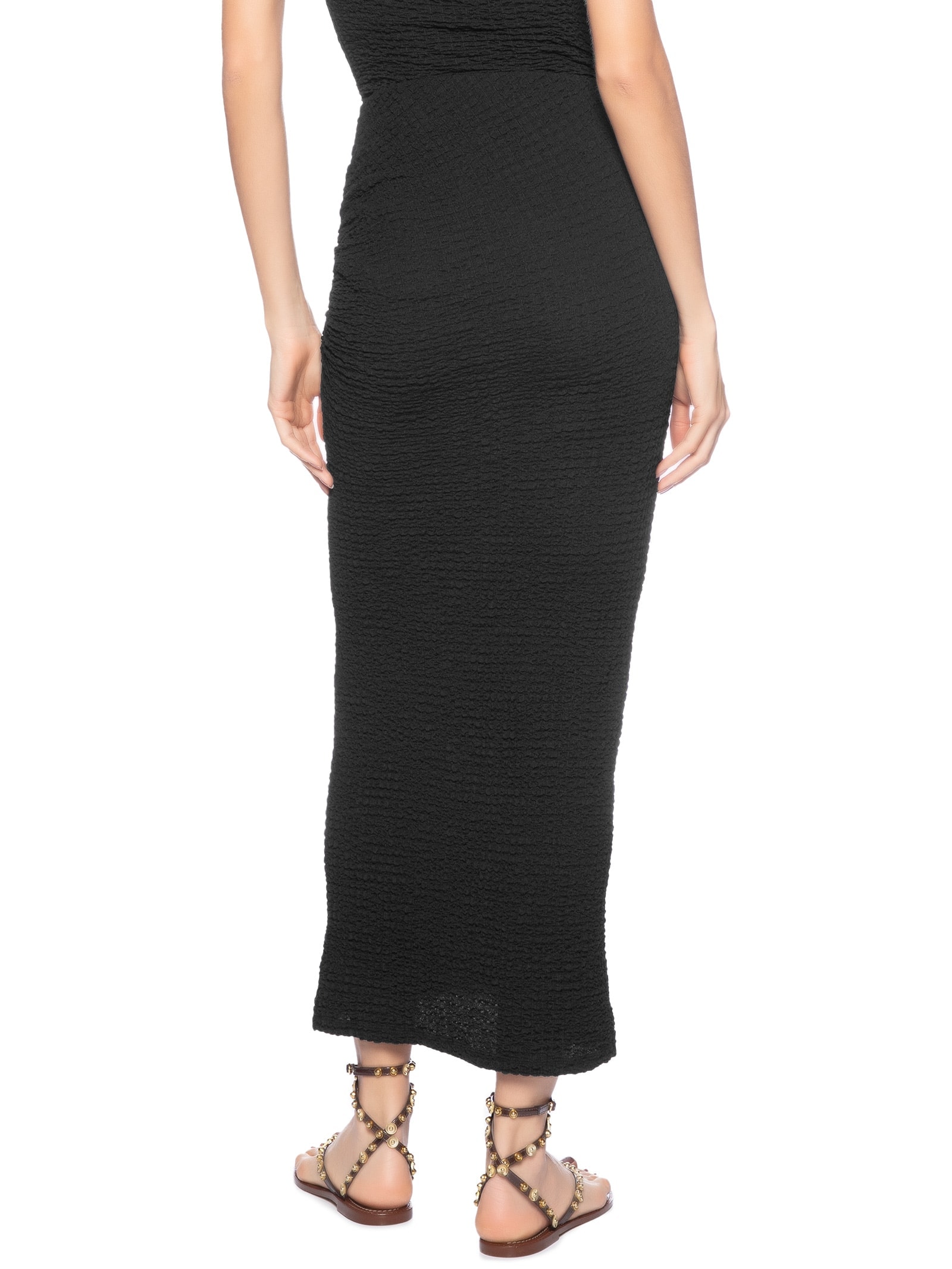 Saia Midi Textura Preto Farm