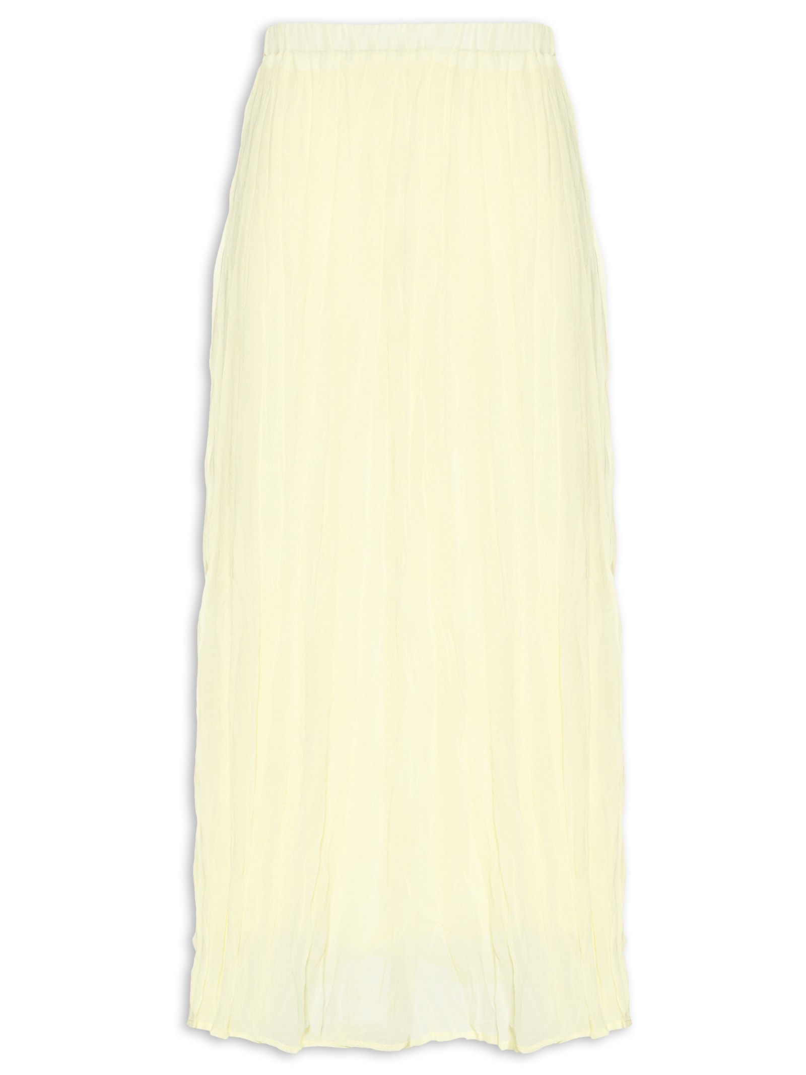 Saia Midi Texturizada Amarelo Basiq