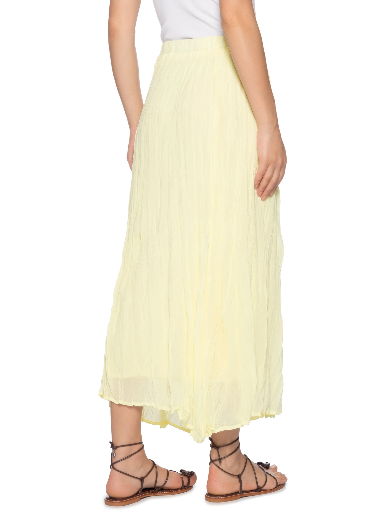 Saia Midi Texturizada Amarelo Basiq