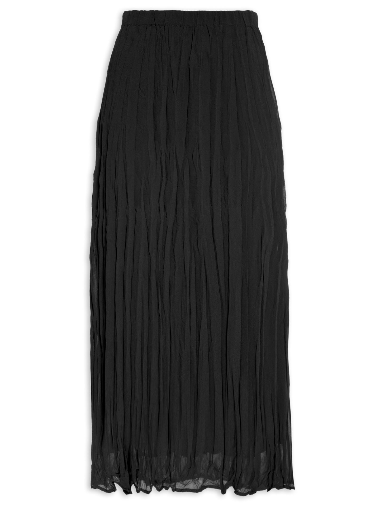 Saia Midi Texturizada Preto Basiq