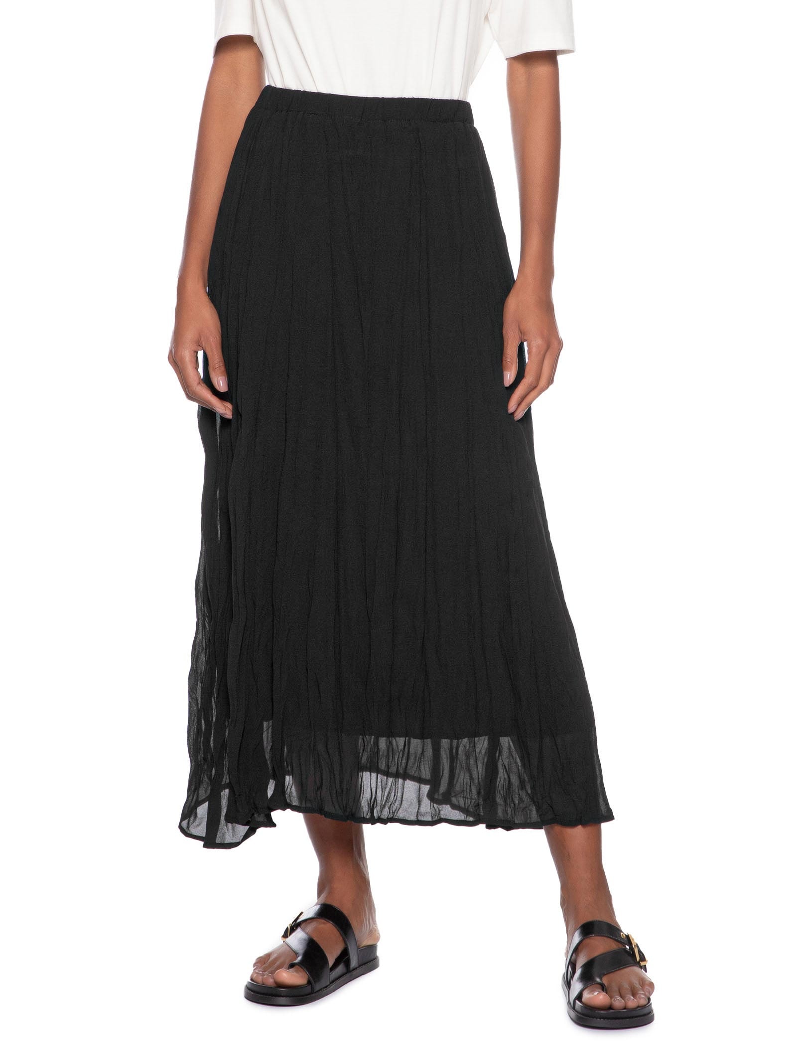 Saia Midi Texturizada Preto Basiq