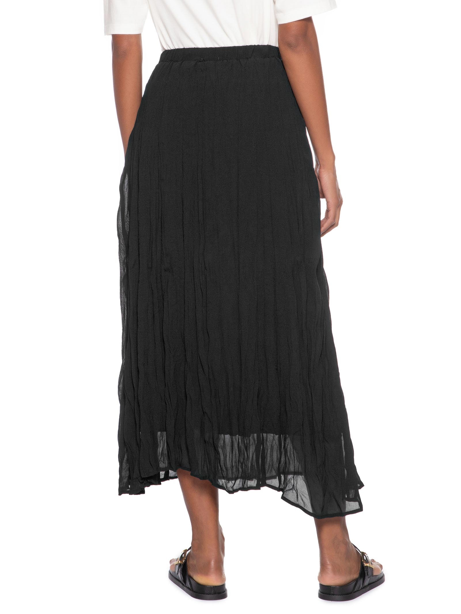 Saia Midi Texturizada Preto Basiq