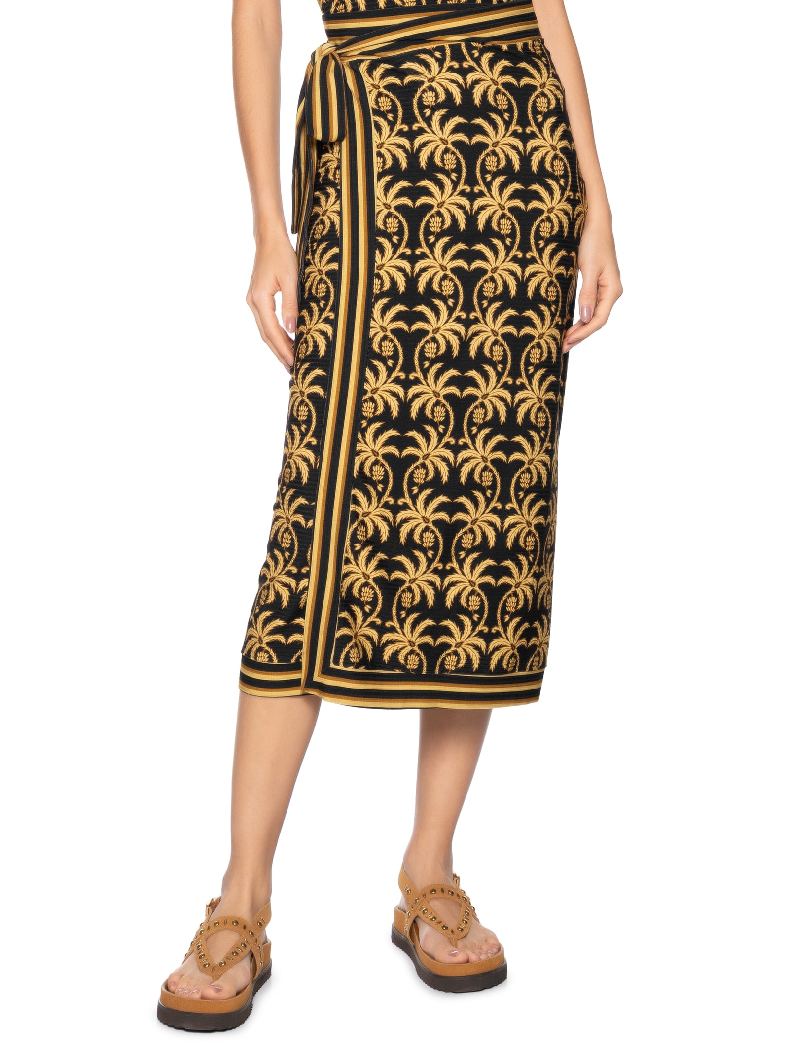 Saia Midi Trancoso Preto Farm