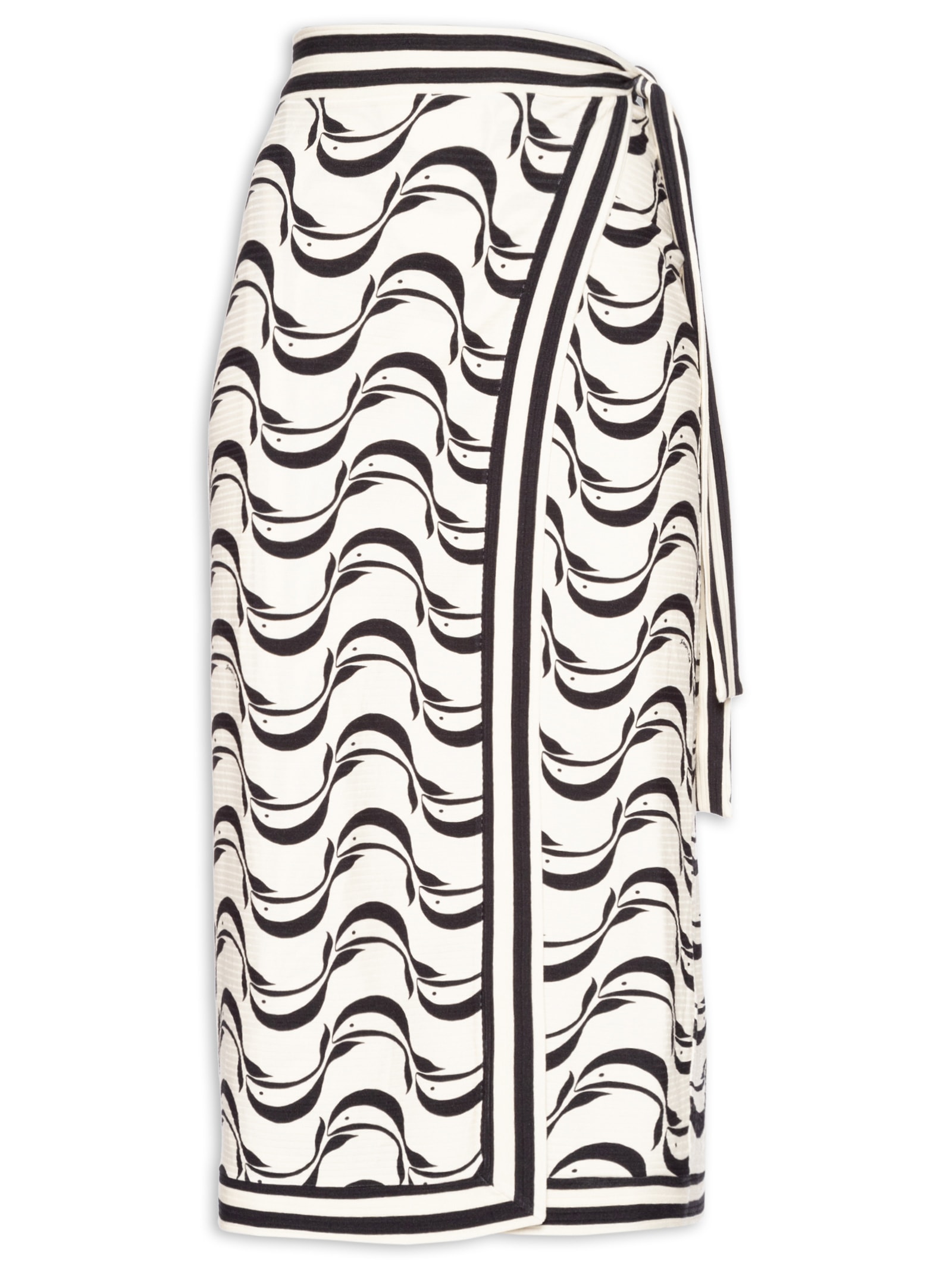 Saia Midi Transpasse Peixe Copa Off White Farm