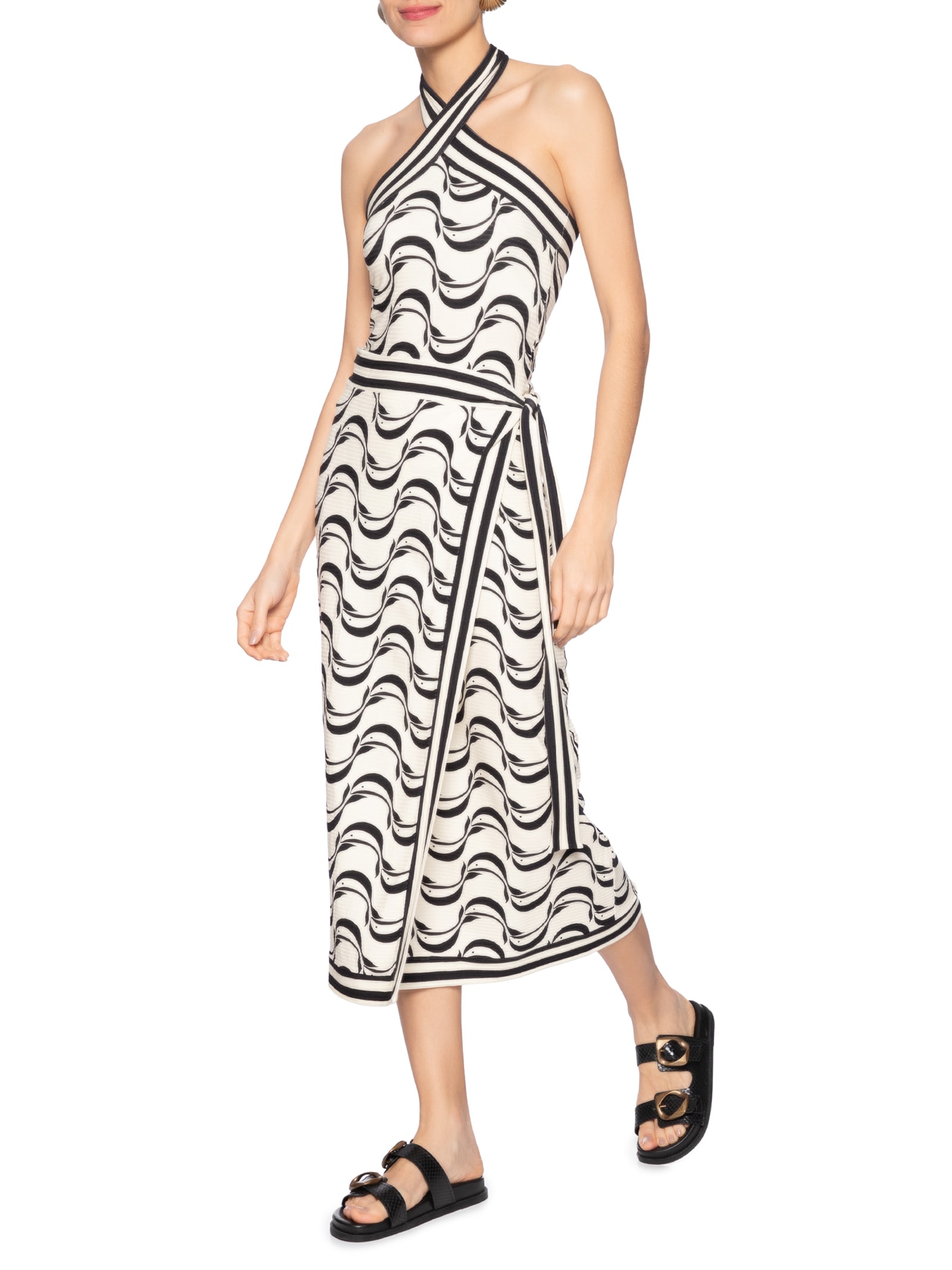 Saia Midi Transpasse Peixe Copa Off White Farm