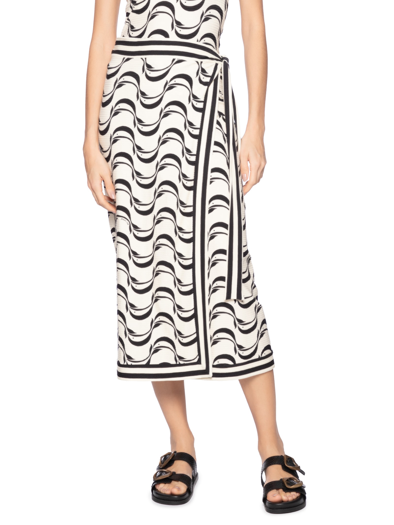 Saia Midi Transpasse Peixe Copa Off White Farm