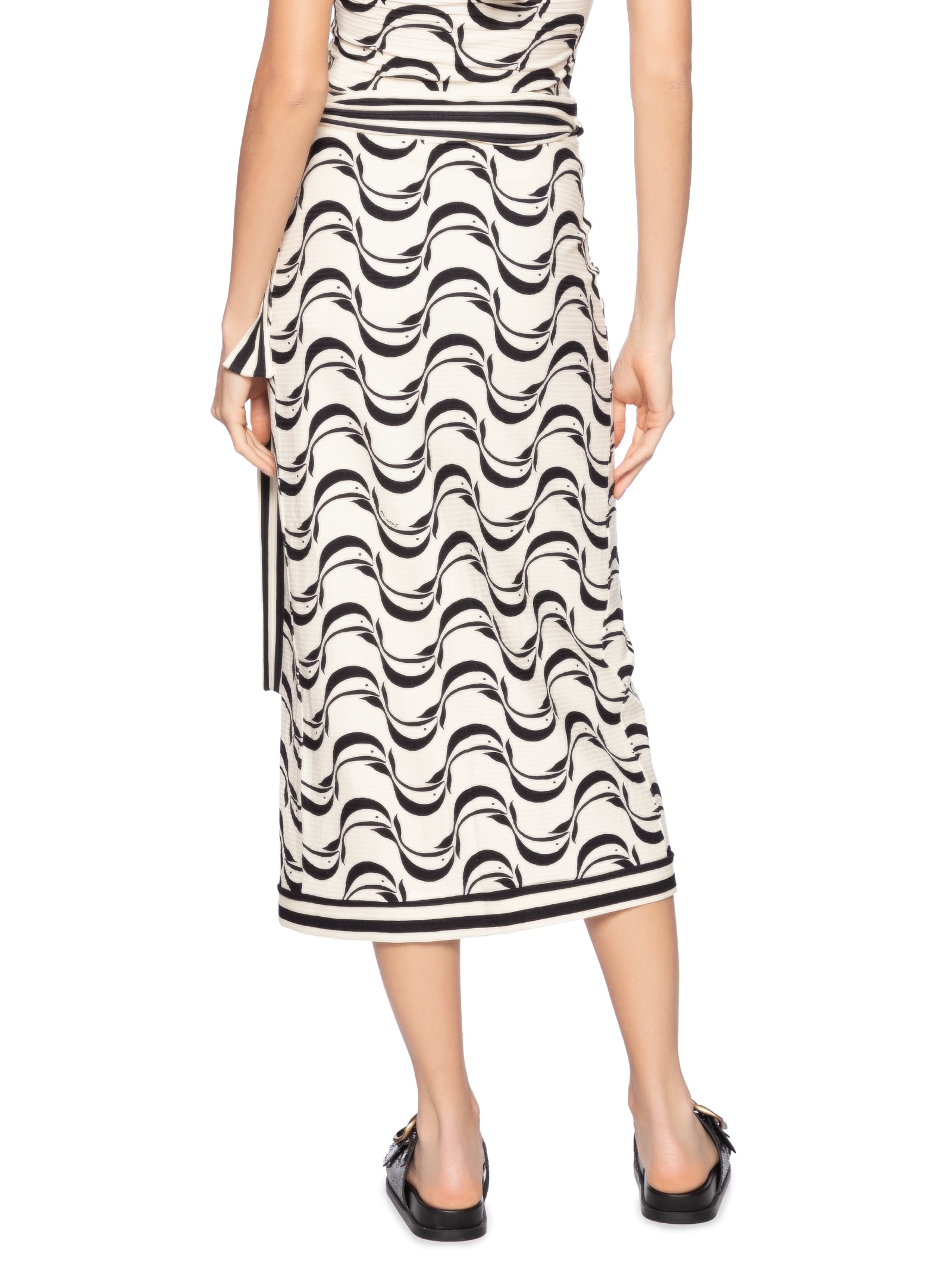 Saia Midi Transpasse Peixe Copa Off White Farm