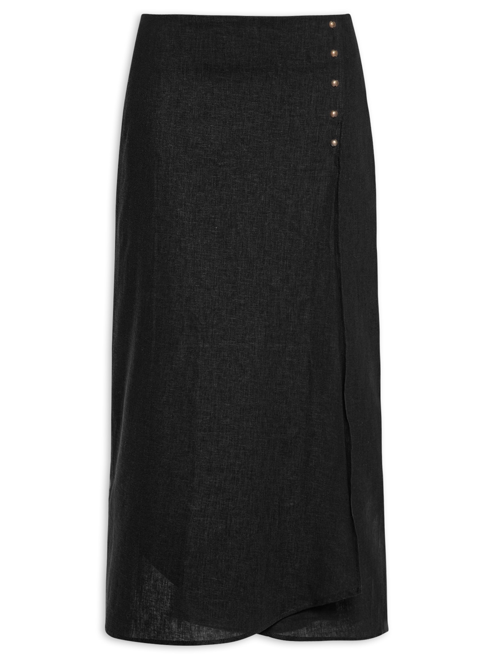Saia Midi Transpasse Preto Maria Filó