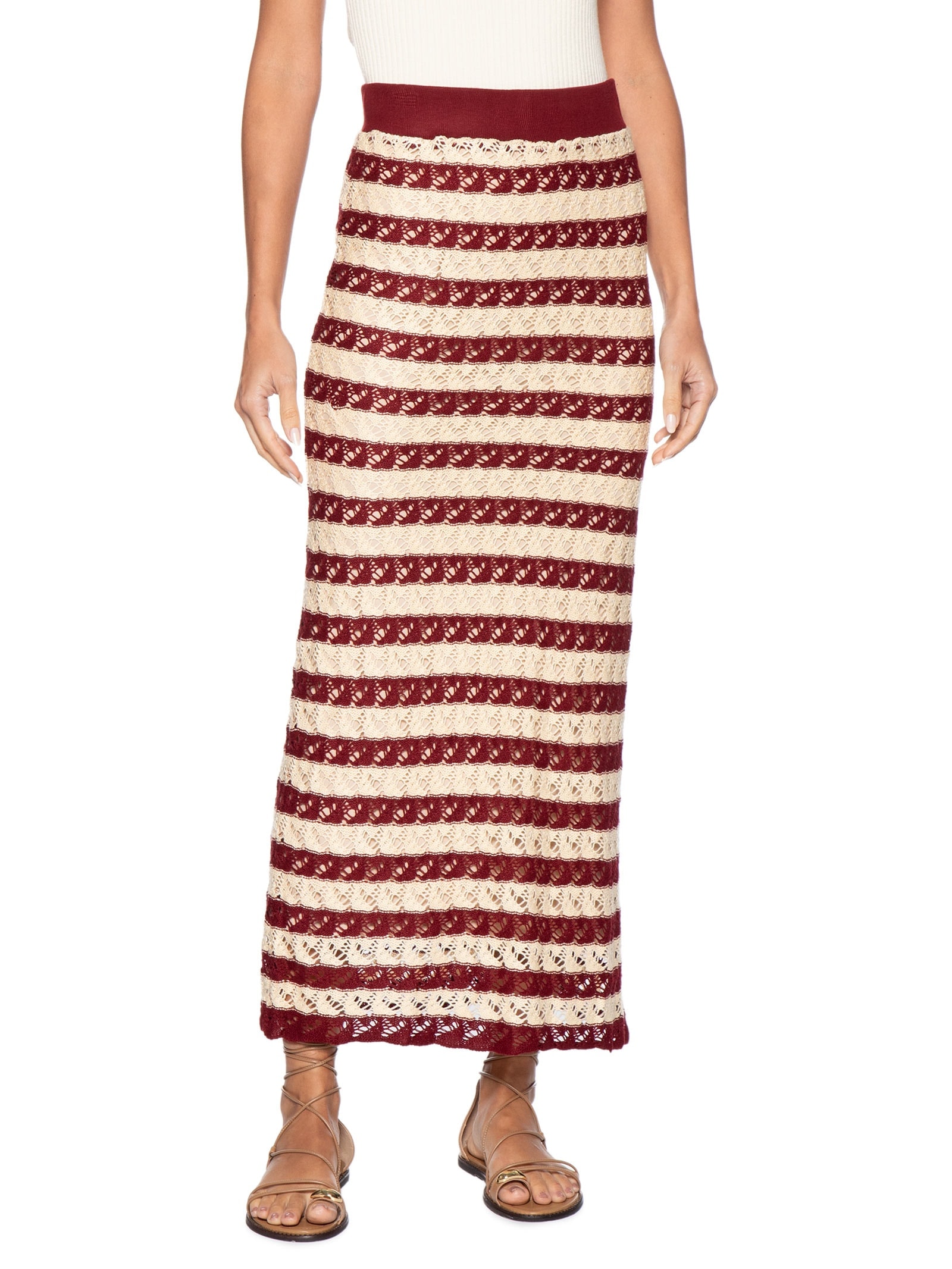 Saia Midi Tricot Bicolor Feminina – Vermelho Dress To