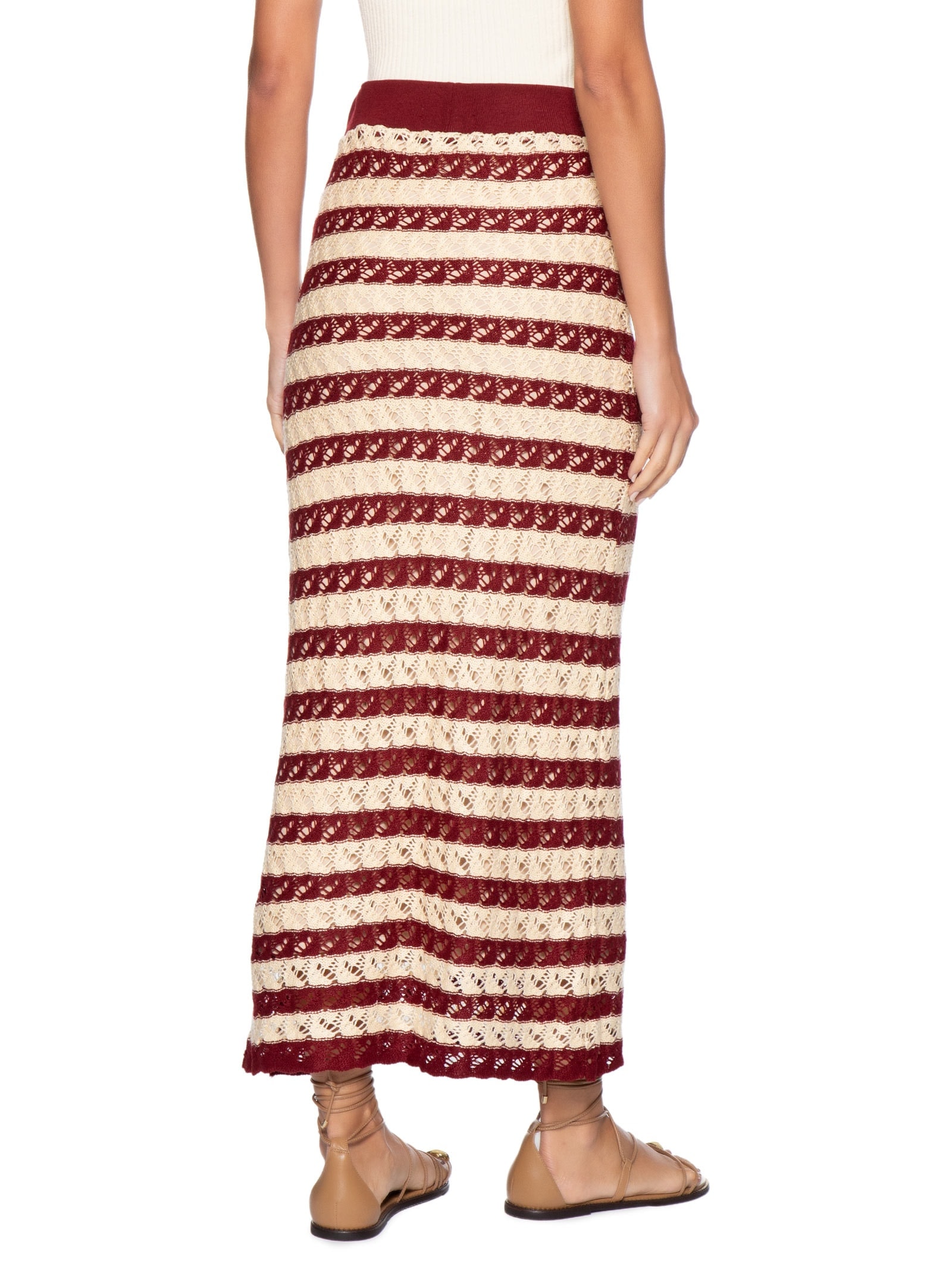 Saia Midi Tricot Bicolor Feminina – Vermelho Dress To