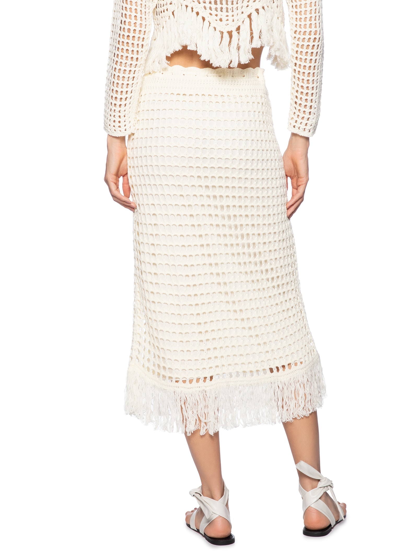 Saia Midi Tricot Branco  Farm