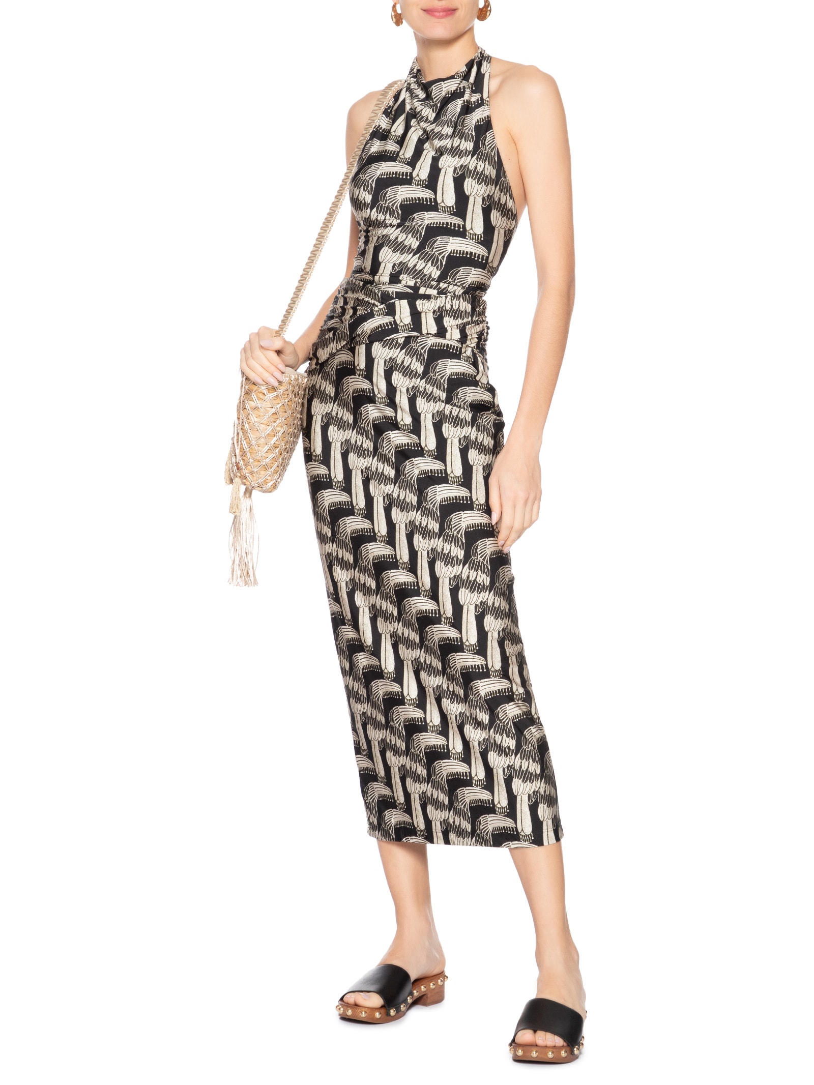 Saia Midi Tucanário Preta Farm