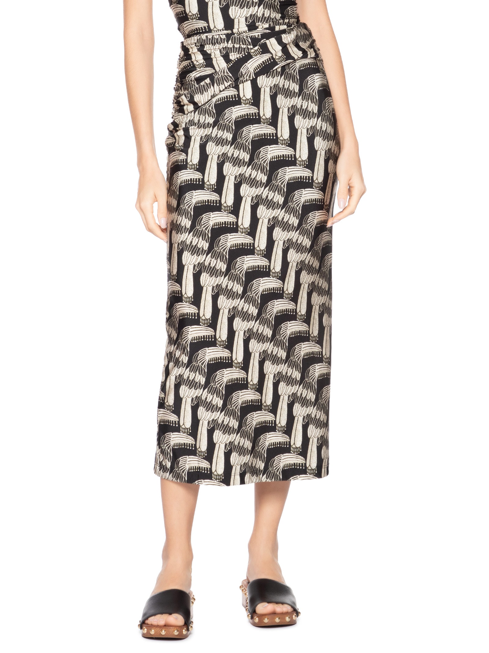 Saia Midi Tucanário Preta Farm