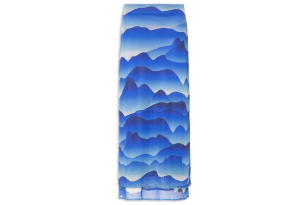 Saia Midi Tule Estampa Urca - Azul