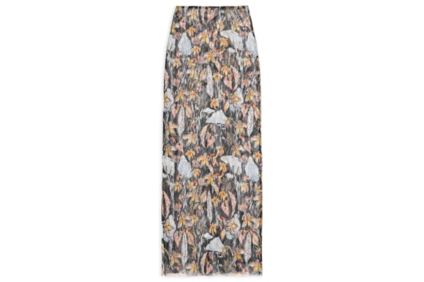 Saia Midi Tule Folhagem Mata D'Onça - Preto