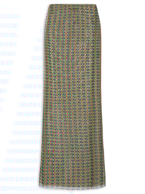 Saia Midi Tule Geo – Verde