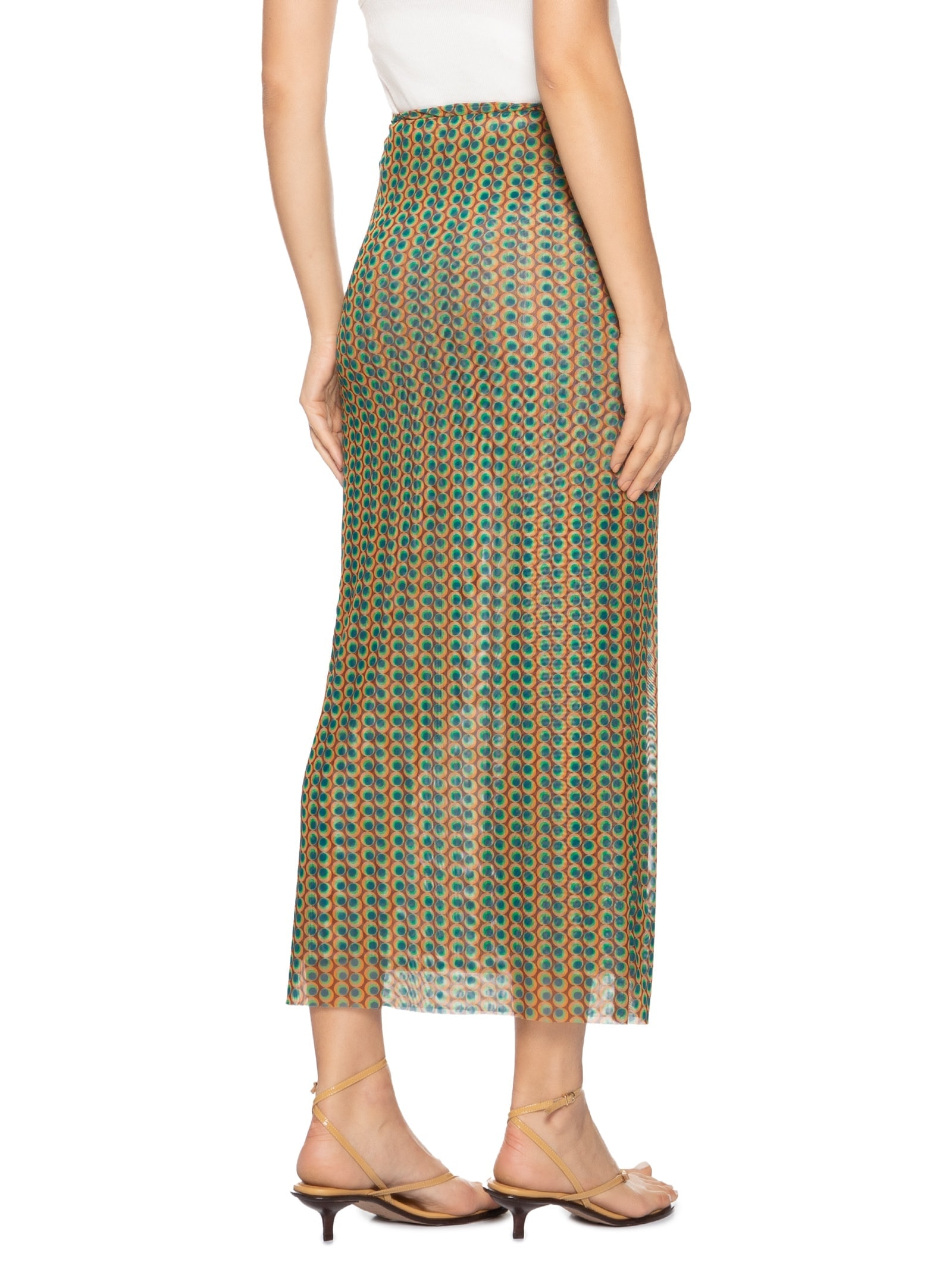 Saia Midi Tule Geo Verde Animale