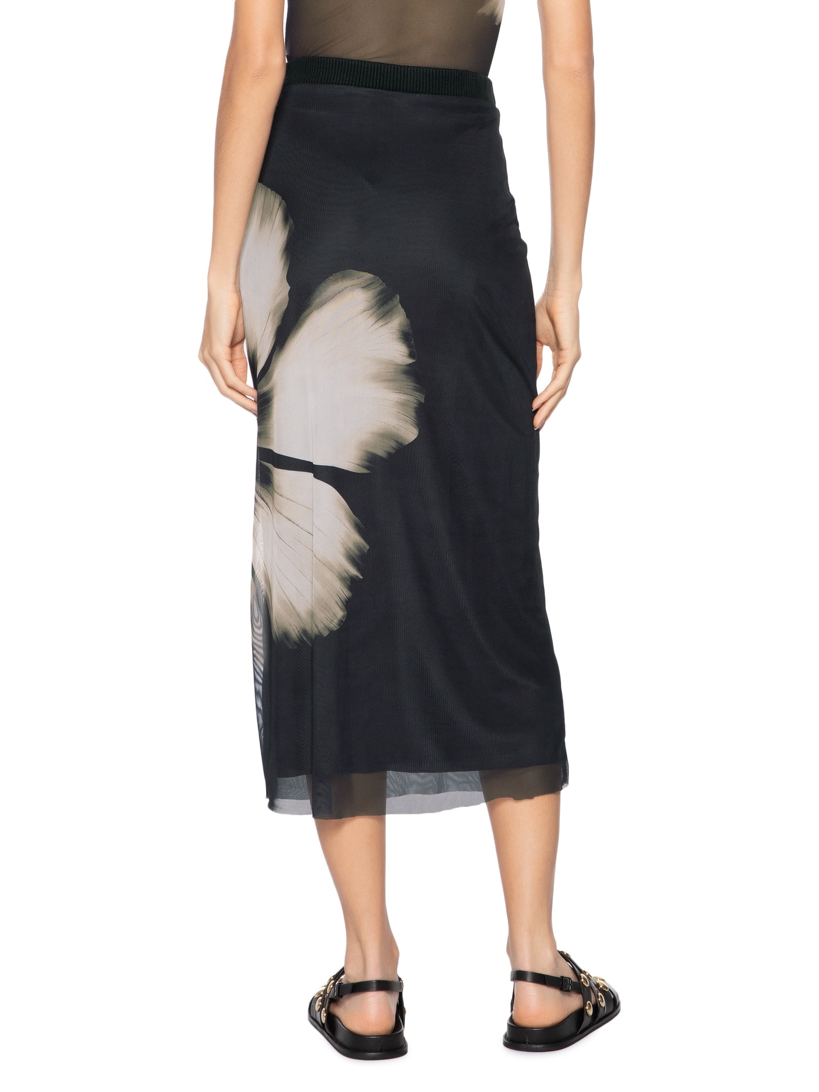 Saia Midi Tule Maya Preto Farm