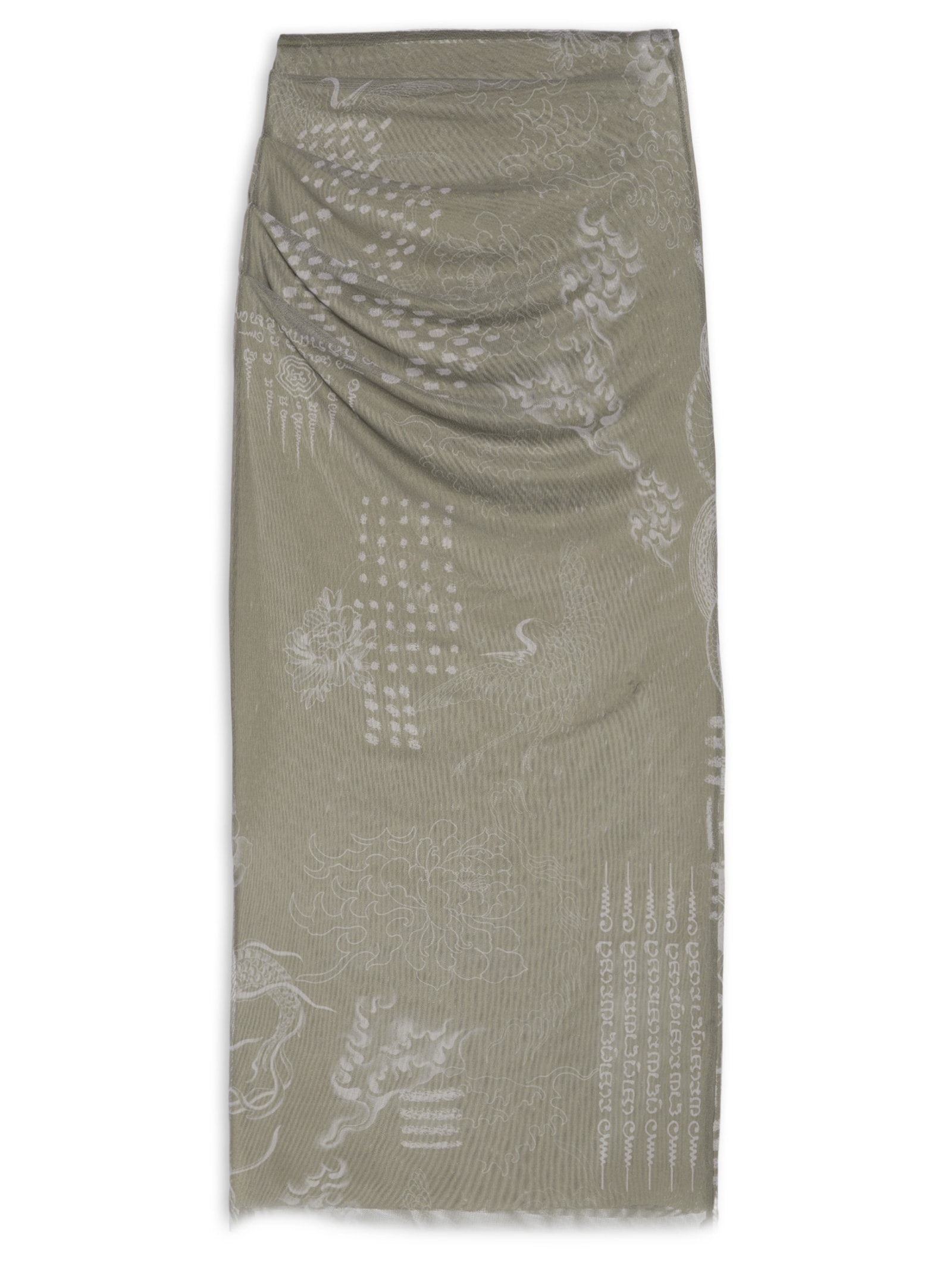 Saia Midi Tule Pied Algodão Verde Animale