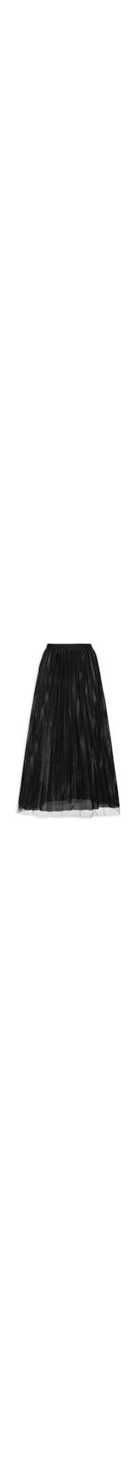 Saia Midi Tule Plissado Dupla Face - Preto