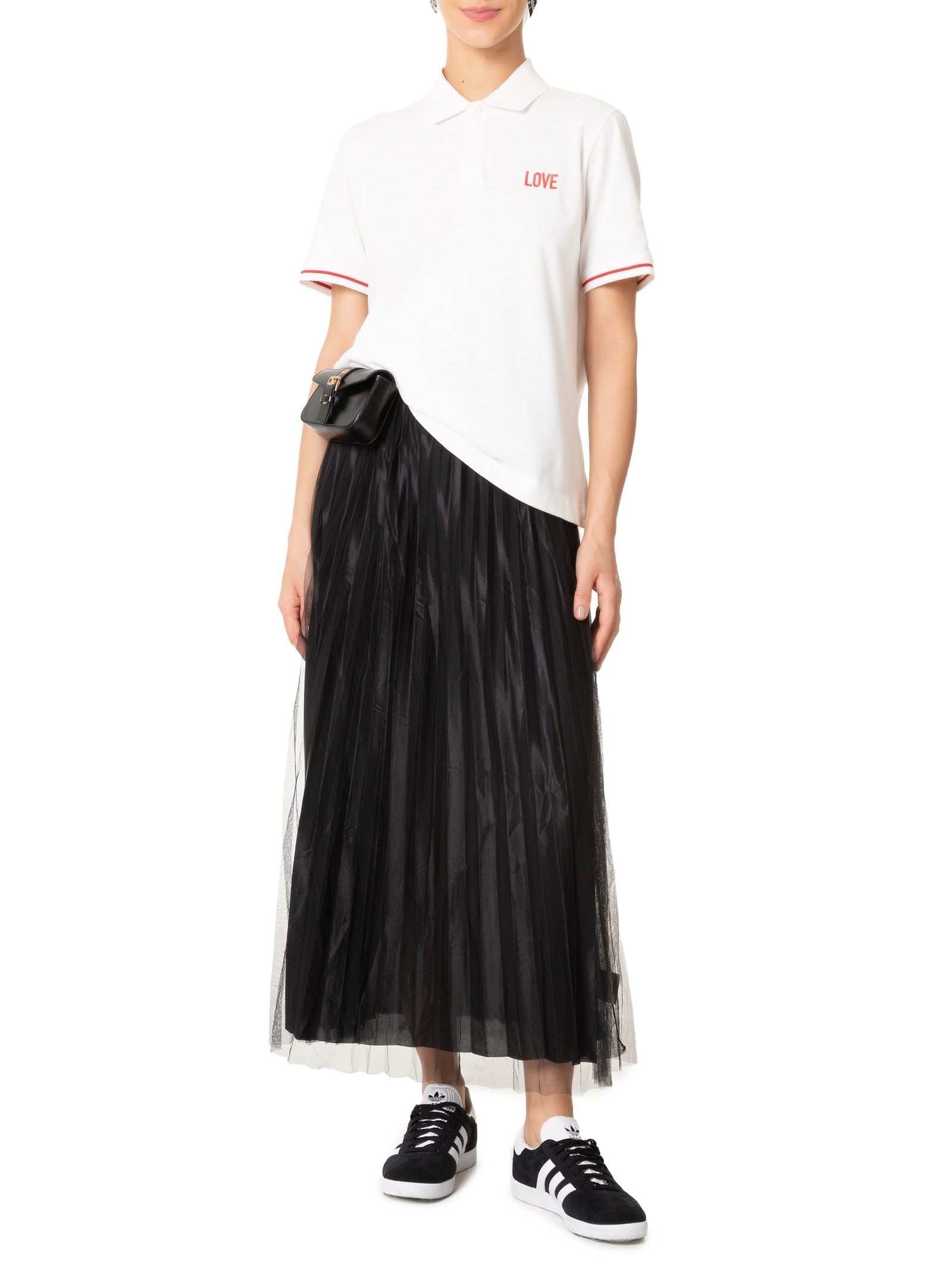 Saia Midi Tule Plissado Dupla Face Preto Market 33