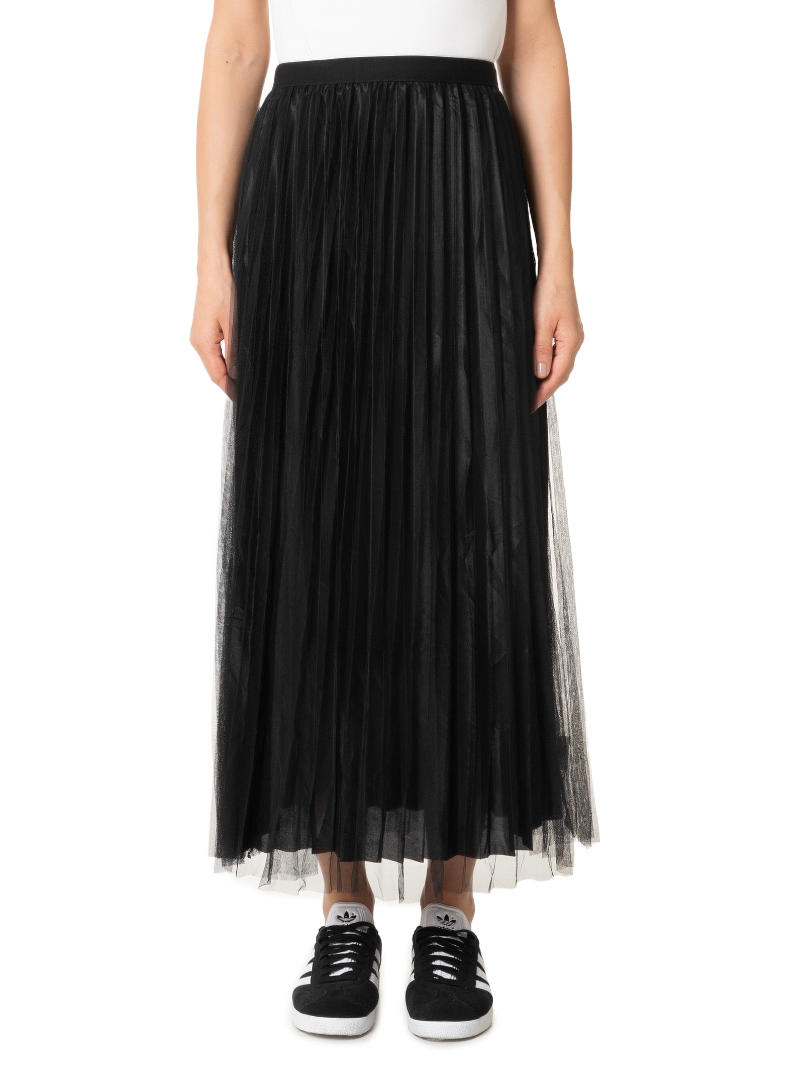 Saia Midi Tule Plissado Dupla Face Preto Market 33