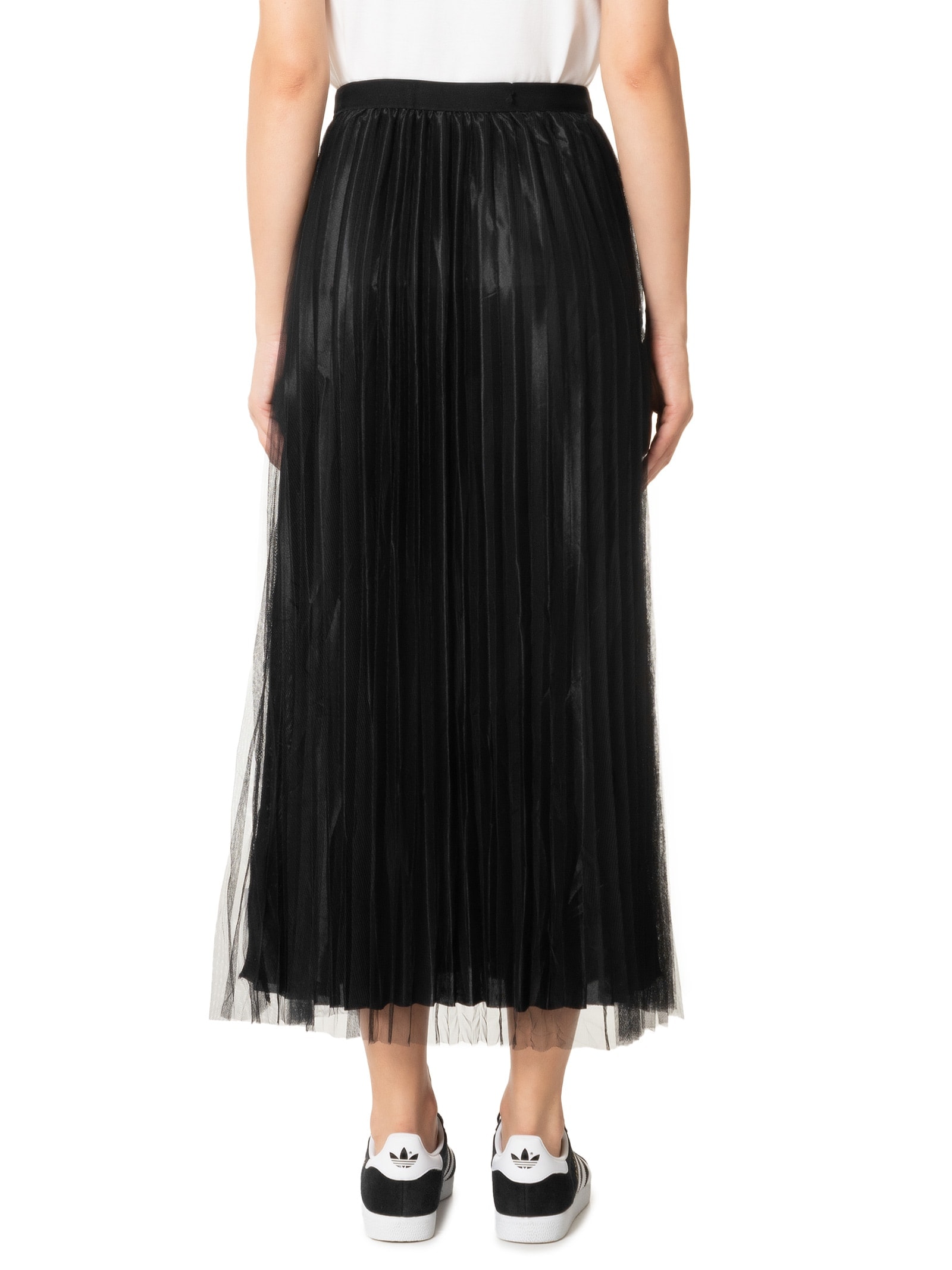 Saia Midi Tule Plissado Dupla Face Preto Market 33
