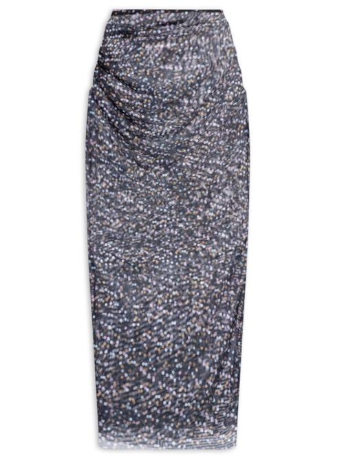 Saia Midi Tule Pois – Preto