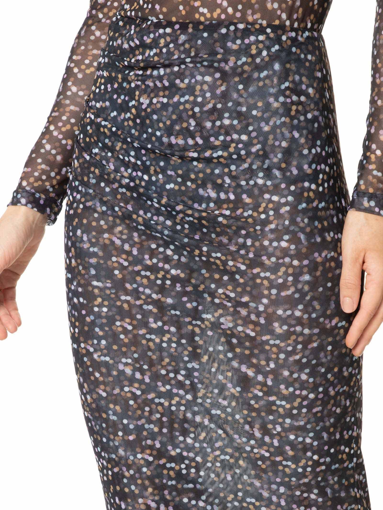 Saia Midi Tule Pois Preto Animale