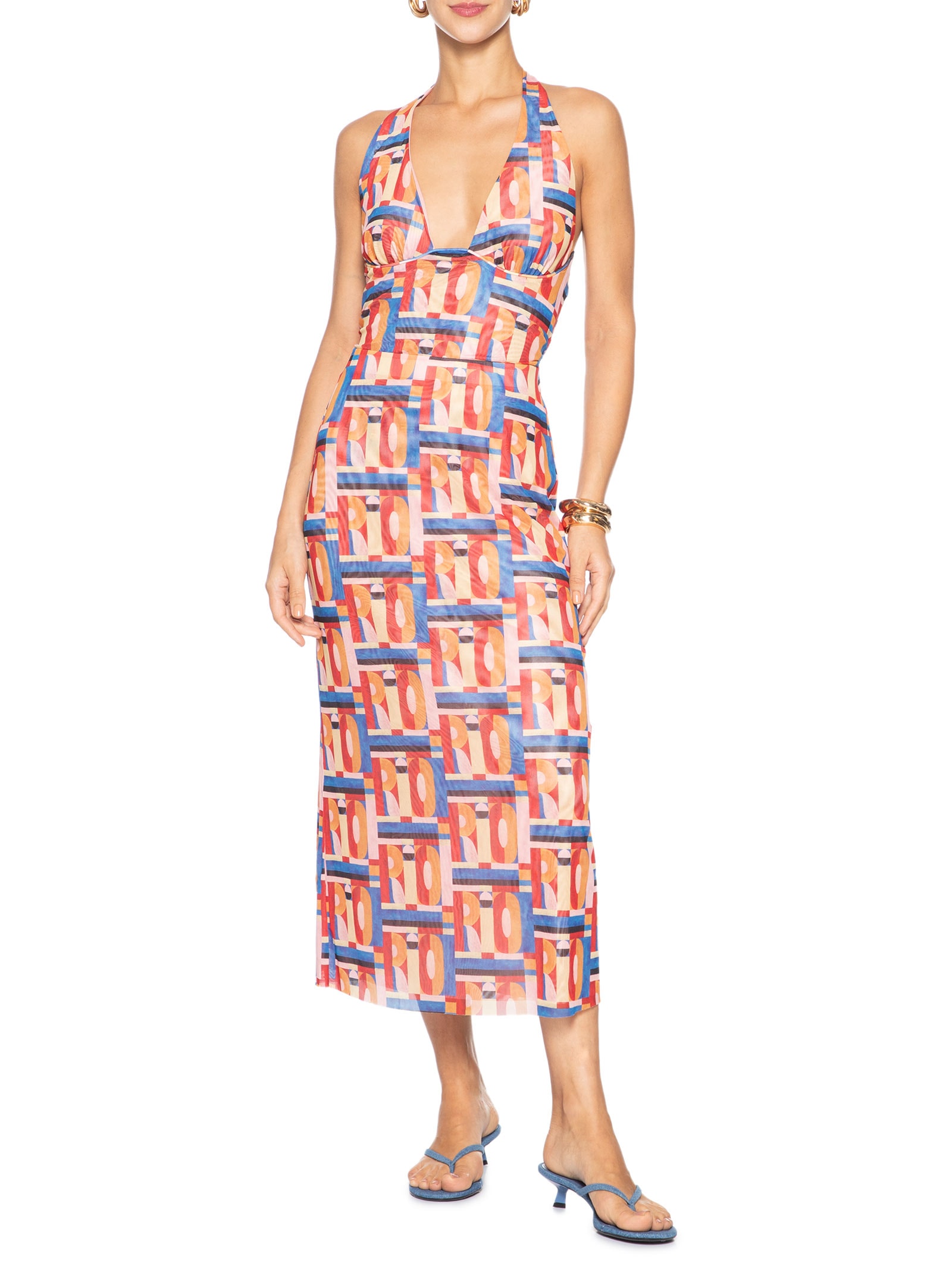 Saia Midi Tule Rio Gráfico Rosa Farm