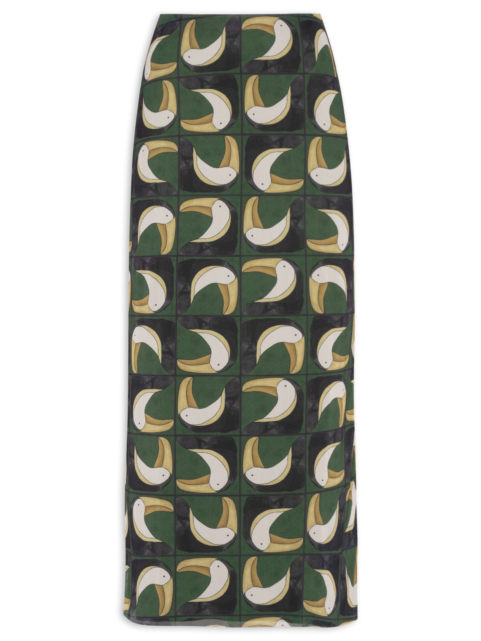 Saia Midi Tule Tuca Tropical Mini Verde Farm