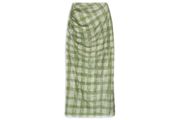 Saia Midi Tule Vichy - Verde