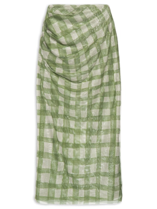 Saia Midi Tule Vichy - Verde