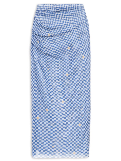 Saia Midi Xadrez Cannes - Azul