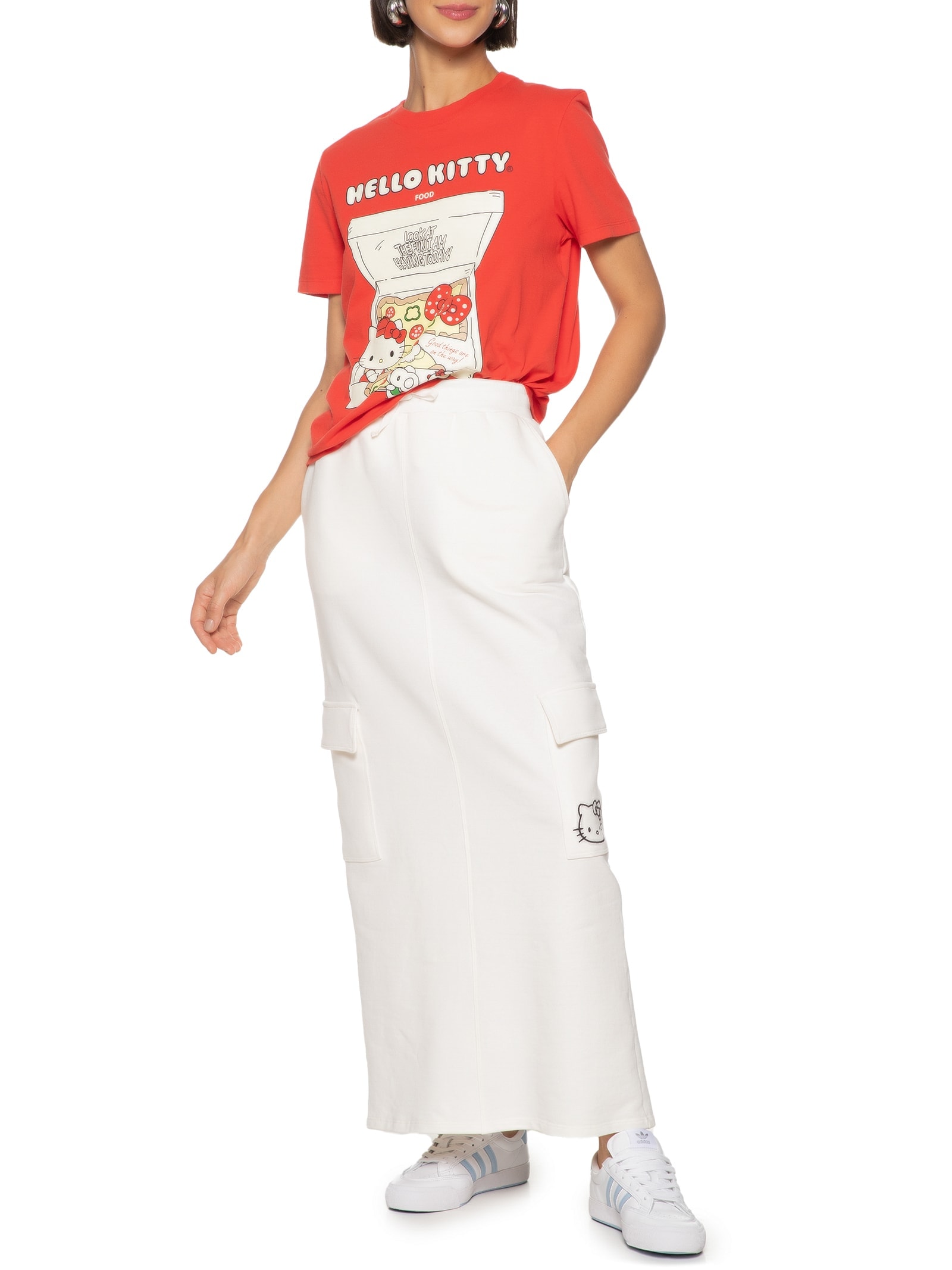Saia Moletom Longa Branco My Favorite Things + Hello Kitty