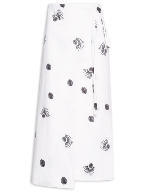 Saia Pareô Bordado Poá – Branco