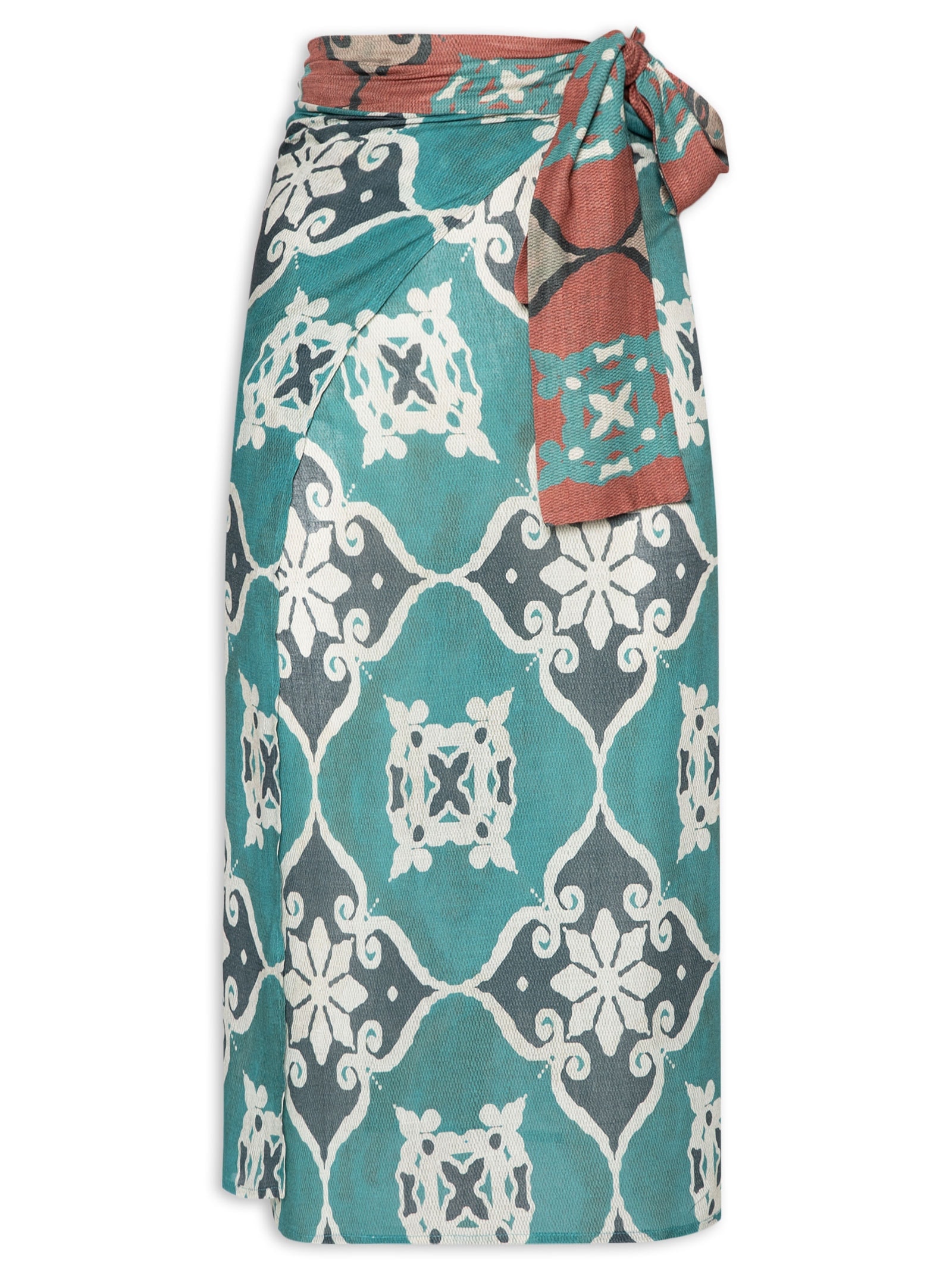 Saia Pareô Com Amarração Estampado Azul Cia Marítima