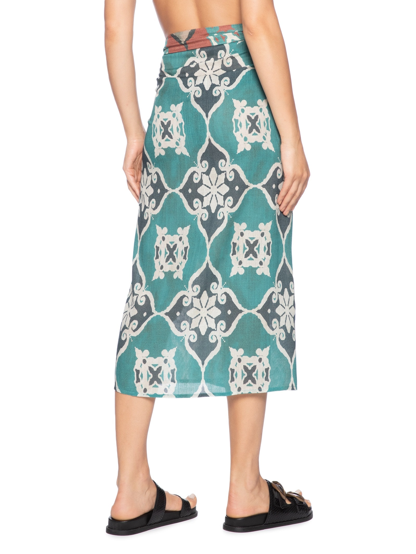 Saia Pareô Com Amarração Estampado Azul Cia Marítima