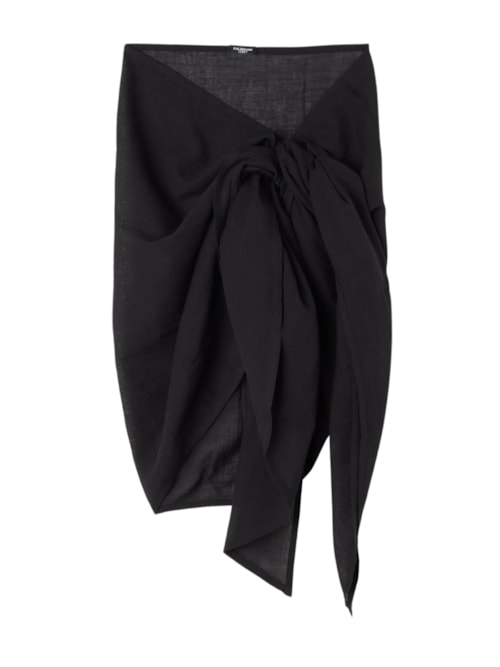 Saia Pareô Curta Em Algodão - Preto