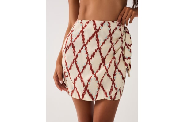 Saia Pareô Estampa Férias de Verão  - Vermelho