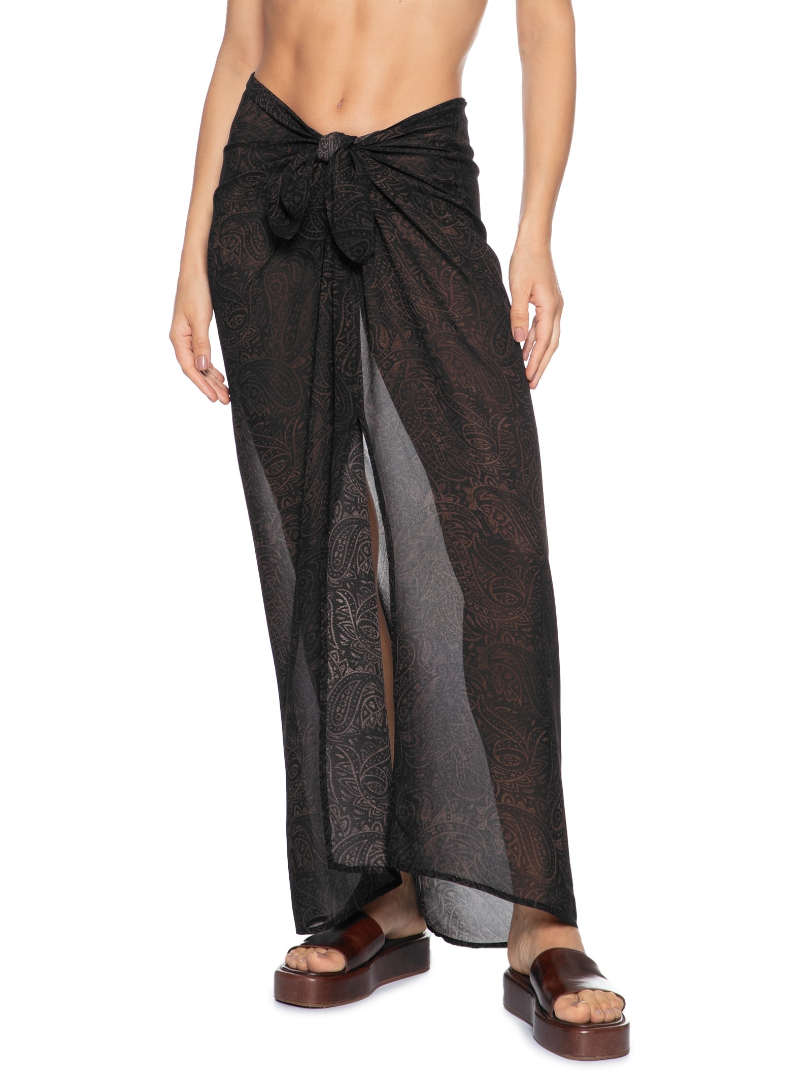 Saia Pareô Estampada Preto Cia Marítima