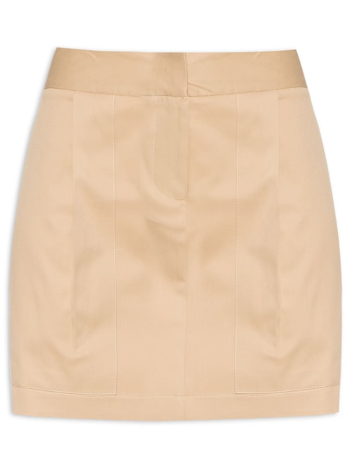 Saia Plano Curta Pregas Liso – Bege