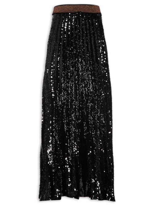 Saia Plissada Paetê – Preto