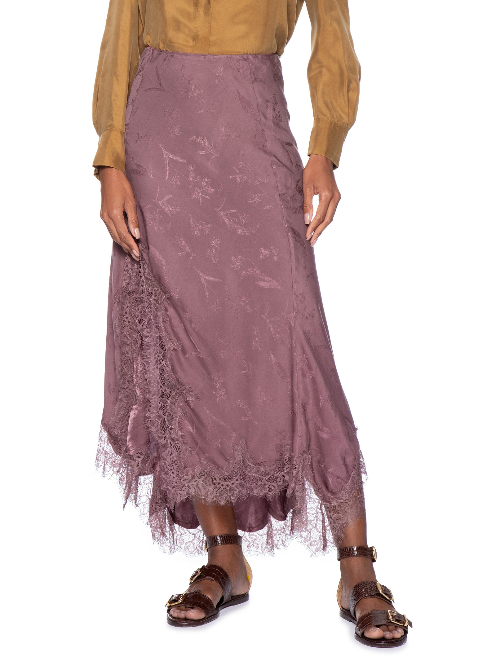 Saia Ponta Jacquard Taupe Marrom Animale