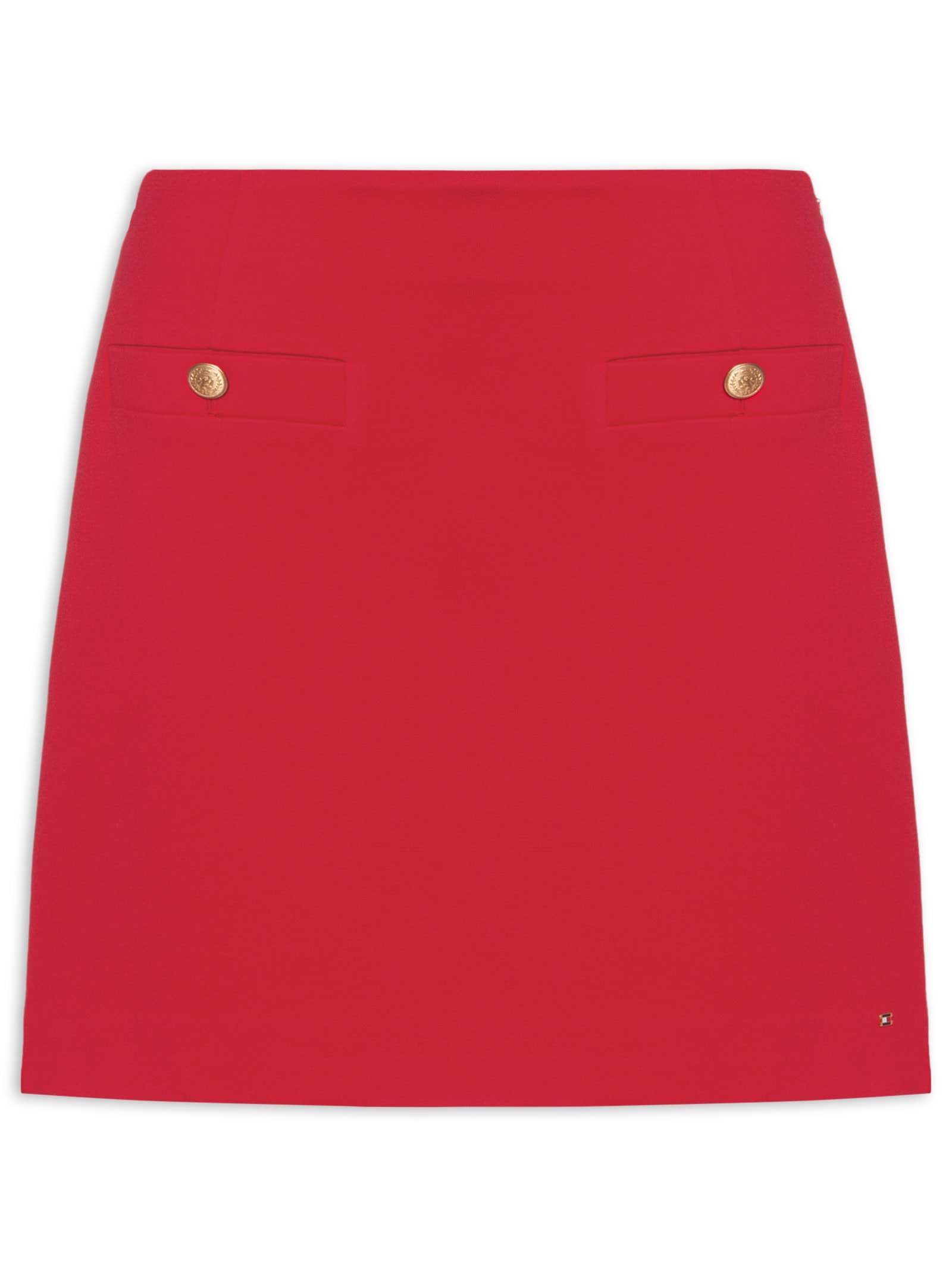 Saia Ponte Gold Button Vermelho Tommy Hilfiger