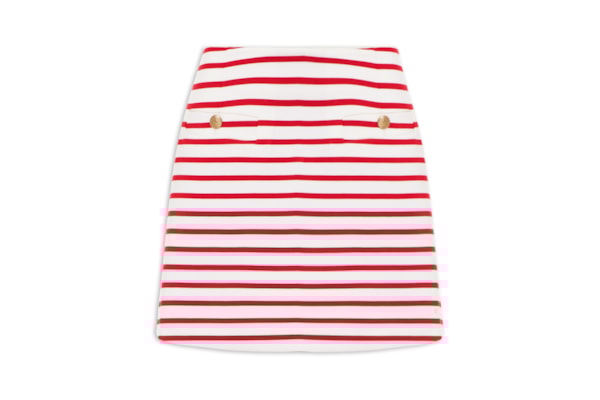 Saia Punto Striped Gold Button - Vermelho